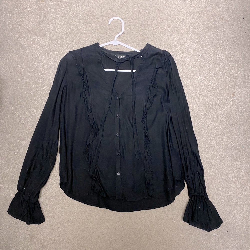 Express ruffle front blouse